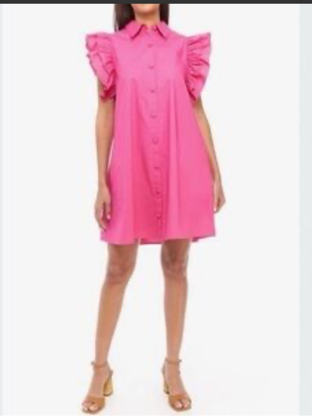 Crown & Ivy bright pink ruffled sleeve dress size xs